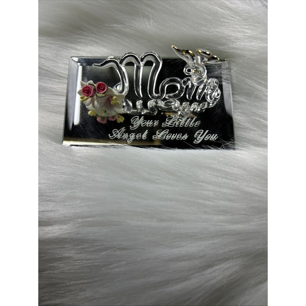 Glass Baron Mom Angel Figurine Mirrored Base Your Little Angel Loves You Boxed